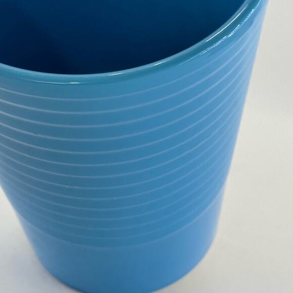 Van Krimpen Light Blue Ceramic Planter Vase Ribbed 6 1/2" Made in Germany' - Picture 3 of 7